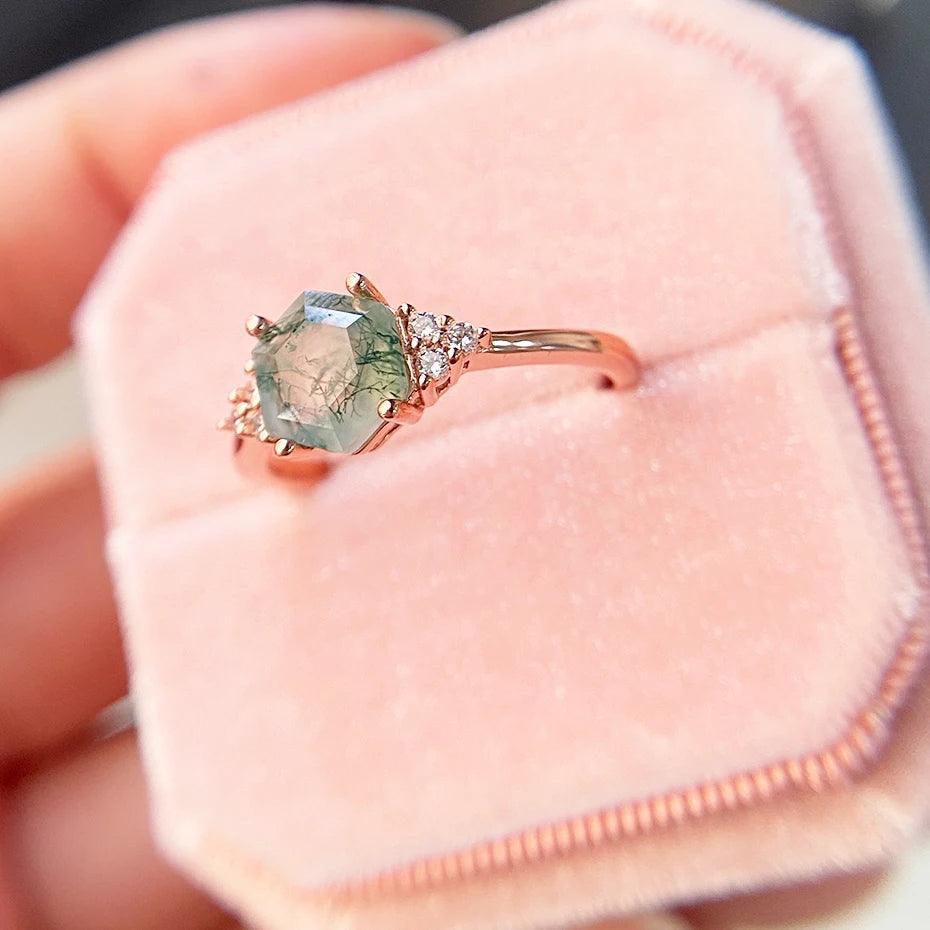 Moss Agate Ring - The Trendy