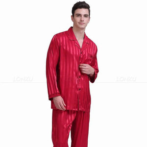 Reyes Mens Striped Silk Satin Pyjamas - The Trendy