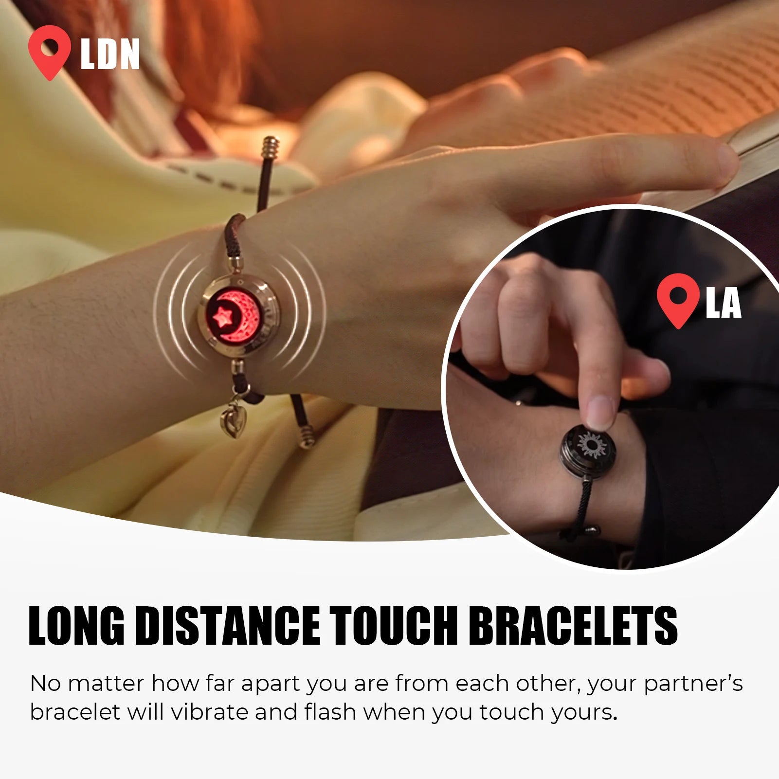 Long Distance Couple Light up and Vibrate Bracelets