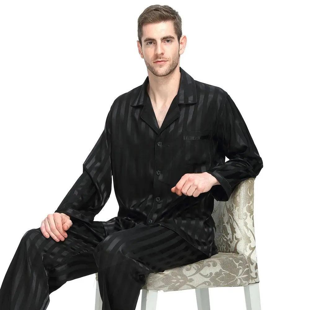 Reyes Mens Striped Silk Satin Pyjamas - The Trendy