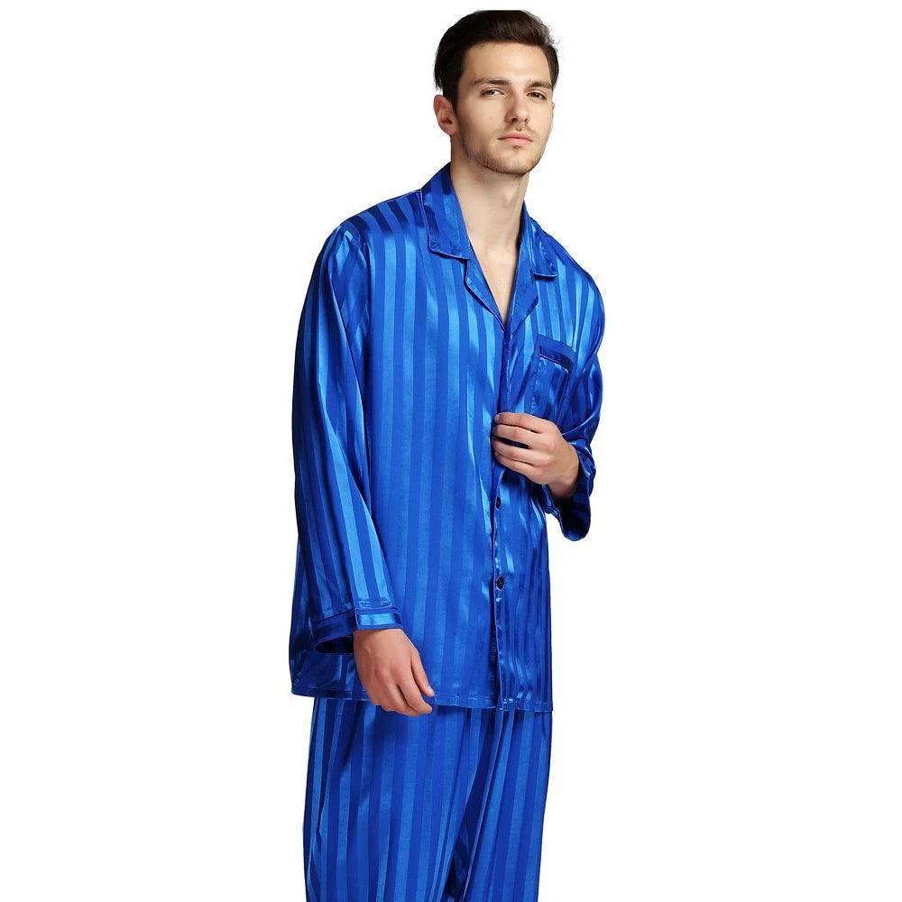 Reyes Mens Striped Silk Satin Pyjamas - The Trendy