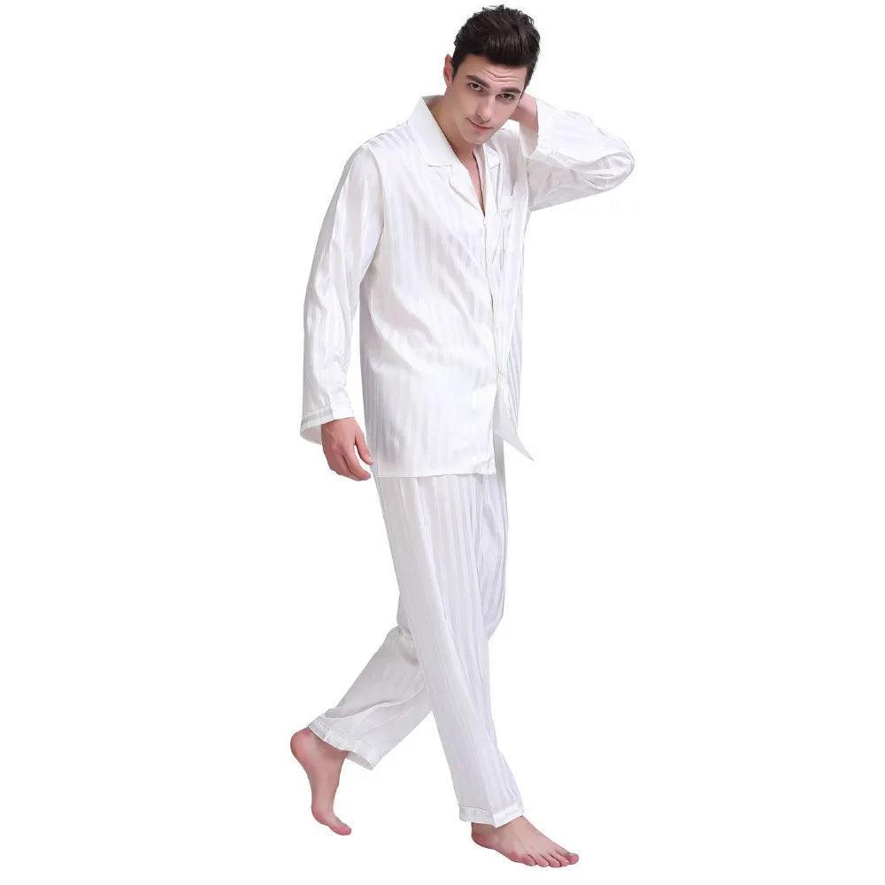 Reyes Mens Striped Silk Satin Pyjamas - The Trendy