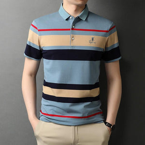 Mens Striped Casual Polo Shirt - The Trendy
