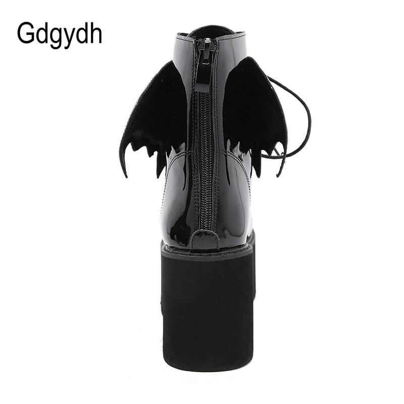 Hell's Sins Gothic Wings High Leather Boots - The Trendy