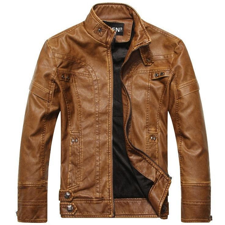 Favocent Men Motorcycle Leather Jacket - The Trendy