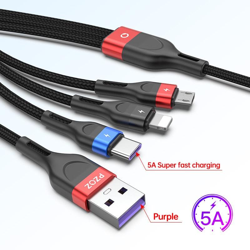 3 IN 1 USB Muti Fast Charging Cable - The Trendy