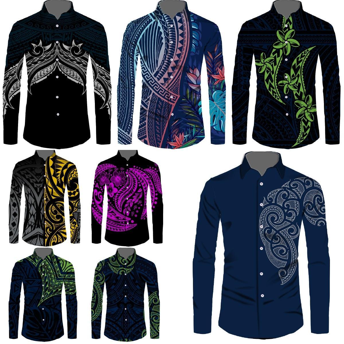 Polynesian Long Sleeve Island Shirts - The Trendy